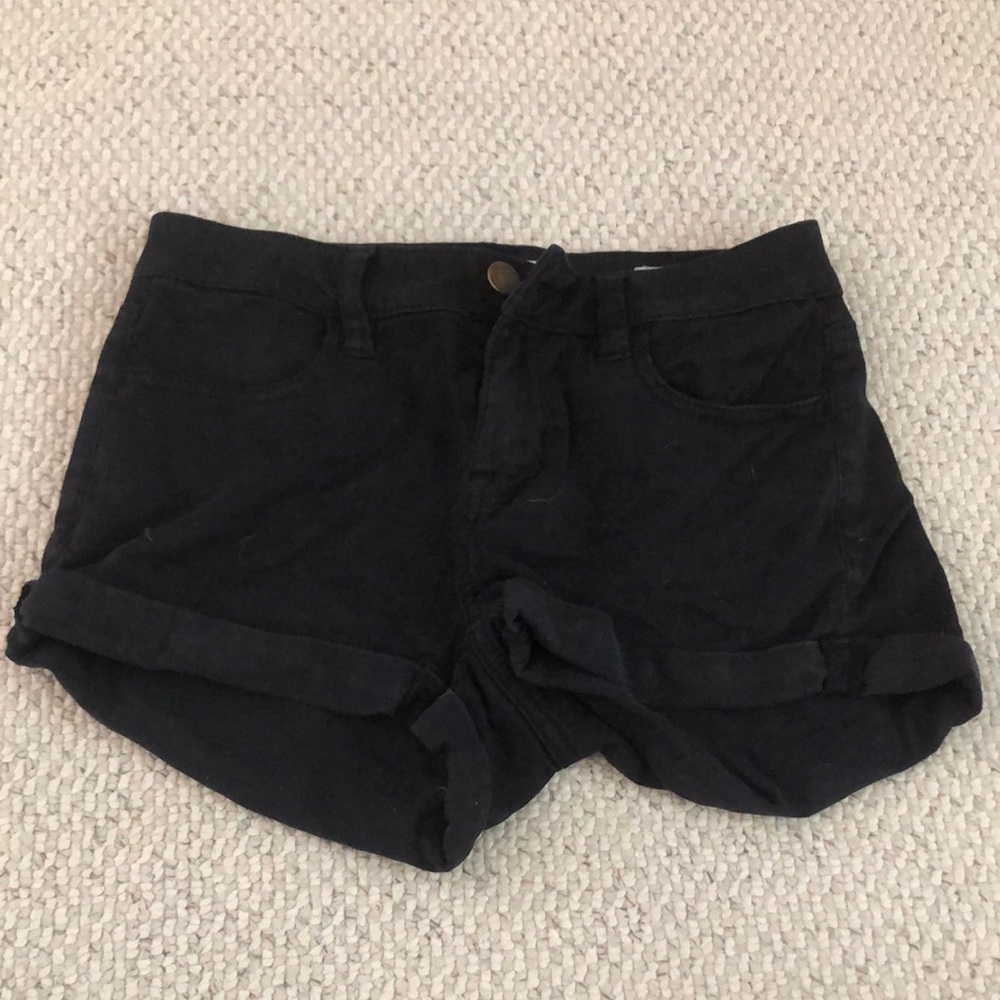 Bullhead Black Jean Shorts with Cuffed Hem